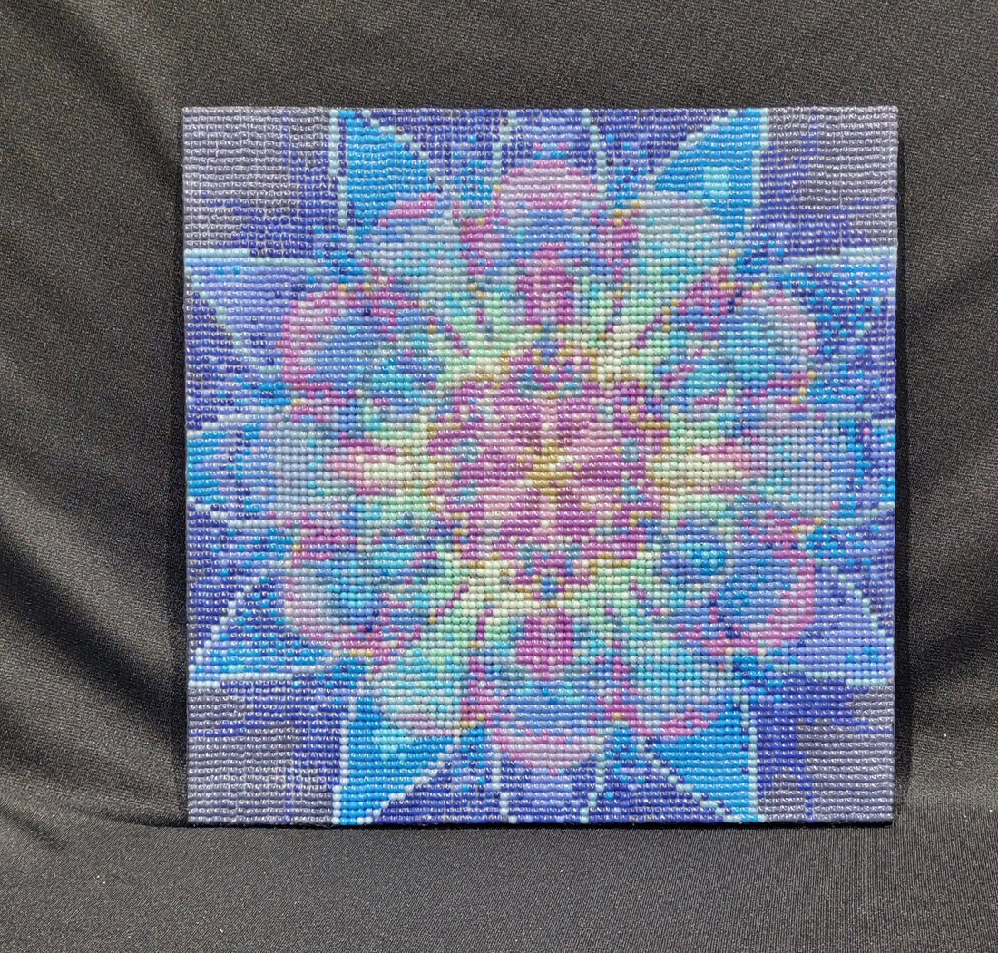 Elegant Blue Flower Diamond Art Wall Hanging