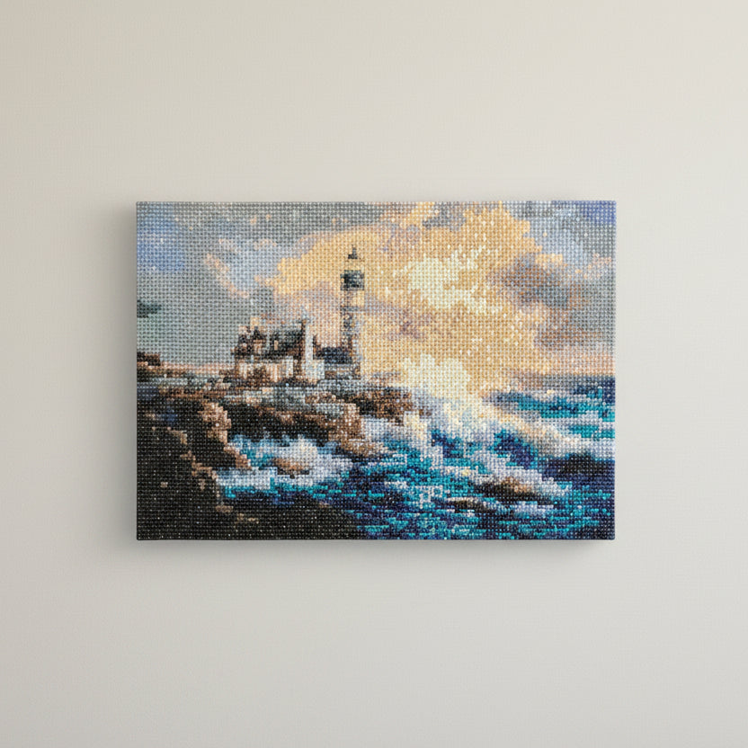 Handcrafted Lighthouse Diamond Art – Coastal Wall Hanging