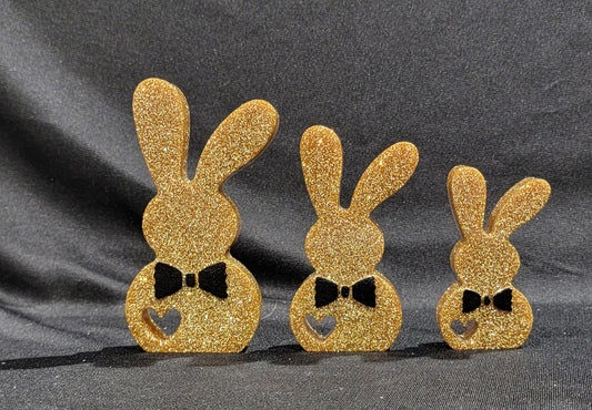 Glitter Easter Bunny Trio – Colorful Holiday Home Accent