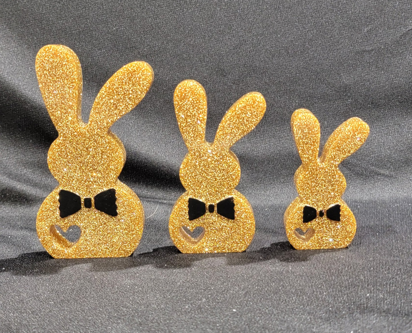 Glitter Easter Bunny Trio – Colorful Holiday Home Accent