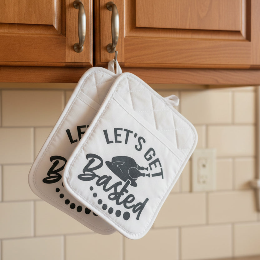 Let’s Get Basted Pot Holders – Stylish Heat‑Resistant Duo