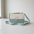 Blue and White Leather Crossbody Handbag