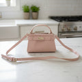 Pink Leather Purse with Detachable Strap