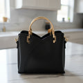 Black Leather Bag w/ Gold Hand and Chain