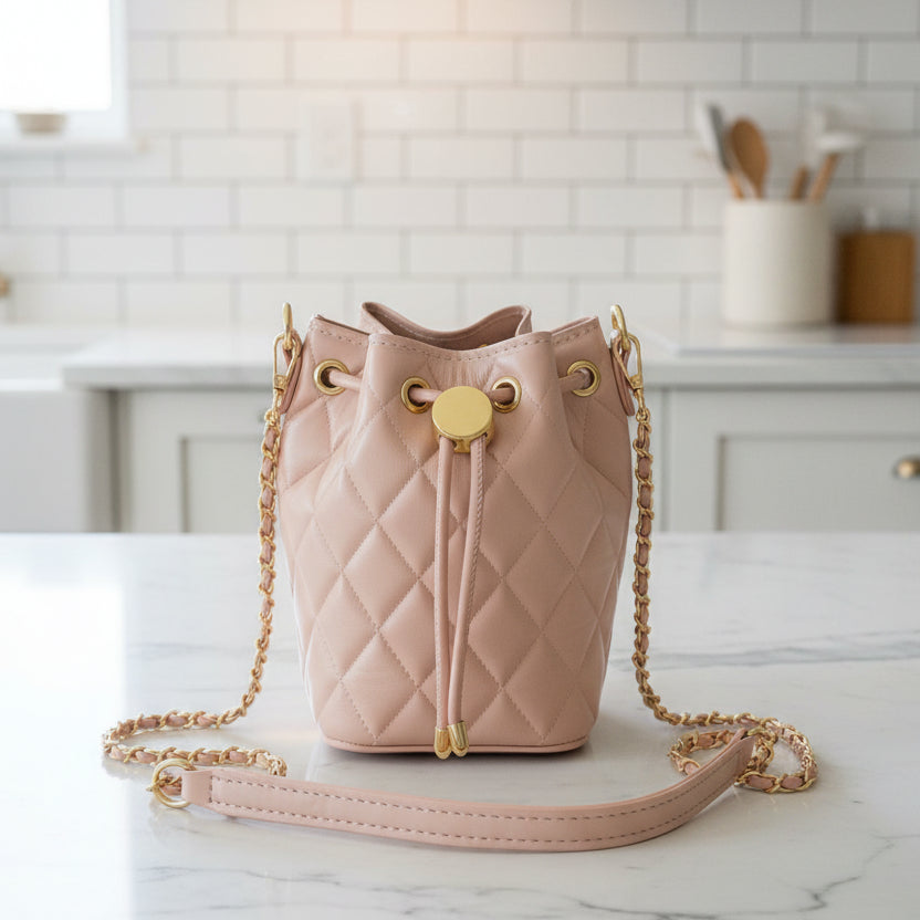 Pink Round Leather Pocketbook