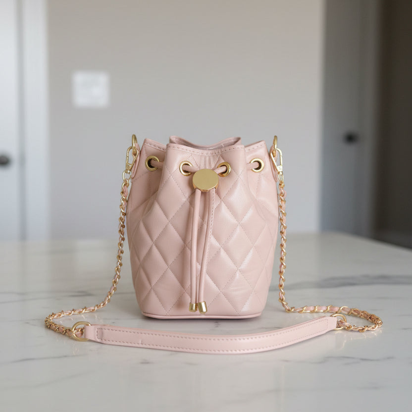 Pink Round Leather Pocketbook