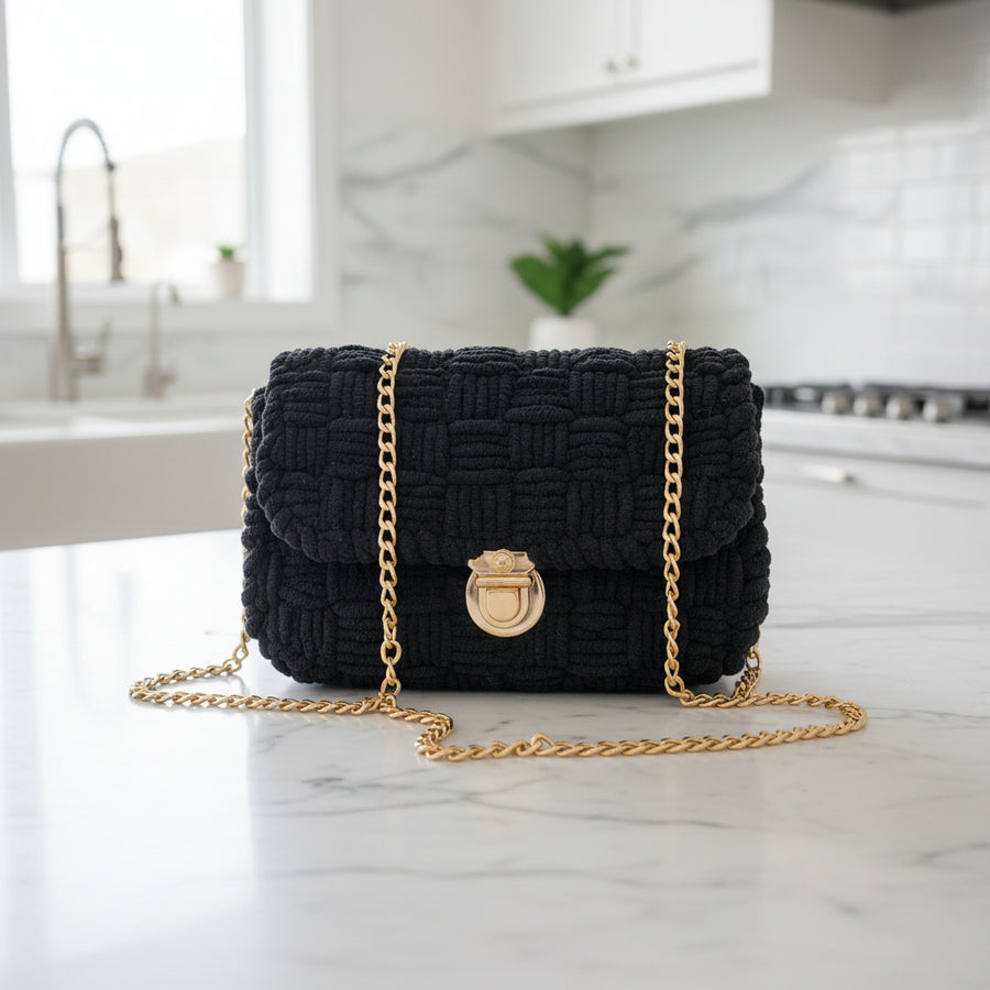 Black Clutch Purse w/ Gold Accents