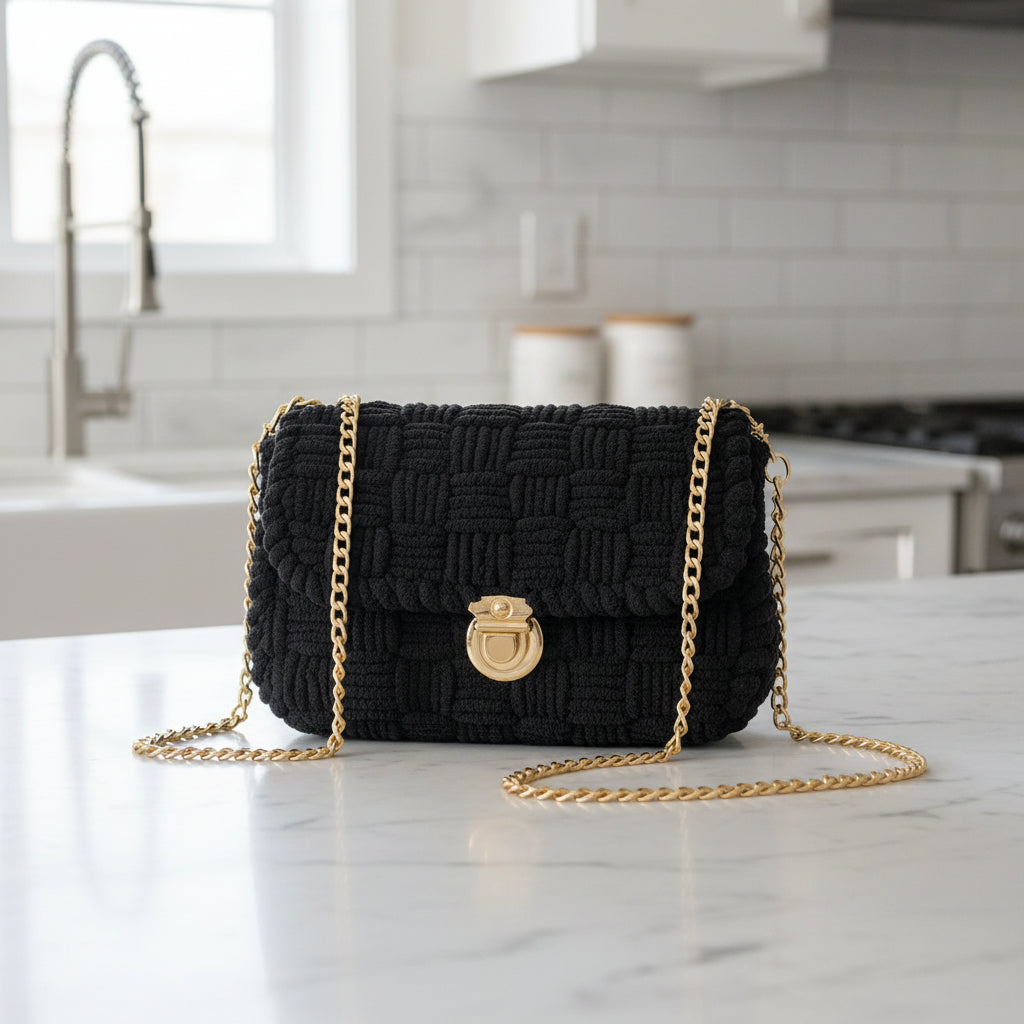 Black Clutch Purse w/ Gold Accents