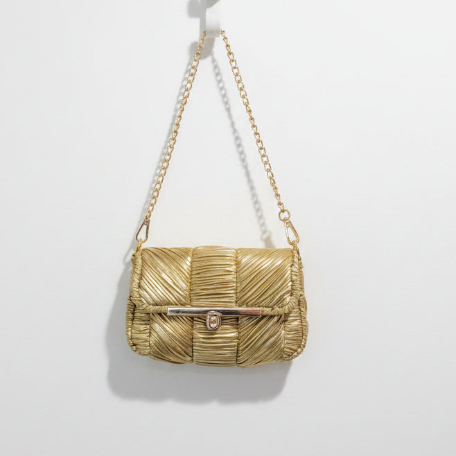 Gold Clutch Purse w/Leather interior