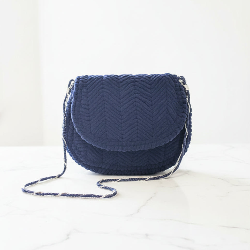 Navy Blue Crochet Purse
