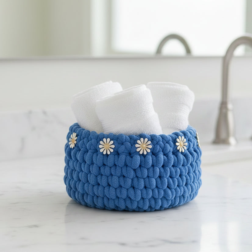 Blue Crochet Basket