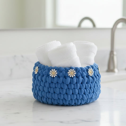 Blue Crochet Basket
