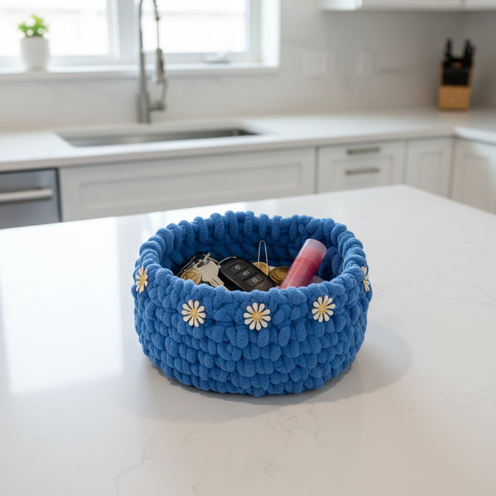 Blue Crochet Basket