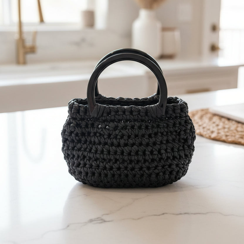 Black Crochet Clutch Purse Handcrafted