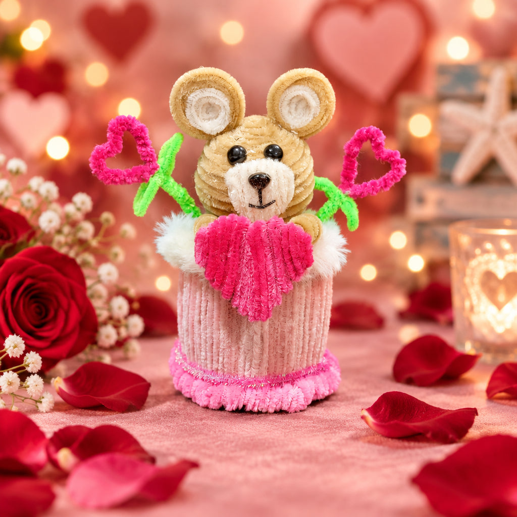 Valentine's Sweetheart Bear Pipe cleaner Art