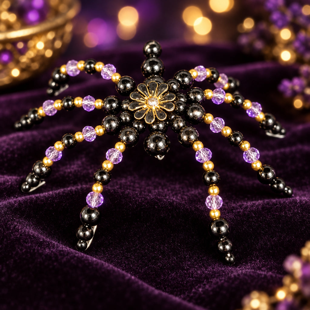 Purple, Black and Gold Bead Spider