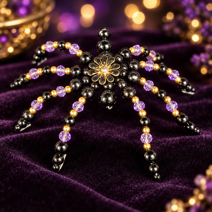 Purple, Black and Gold Bead Spider
