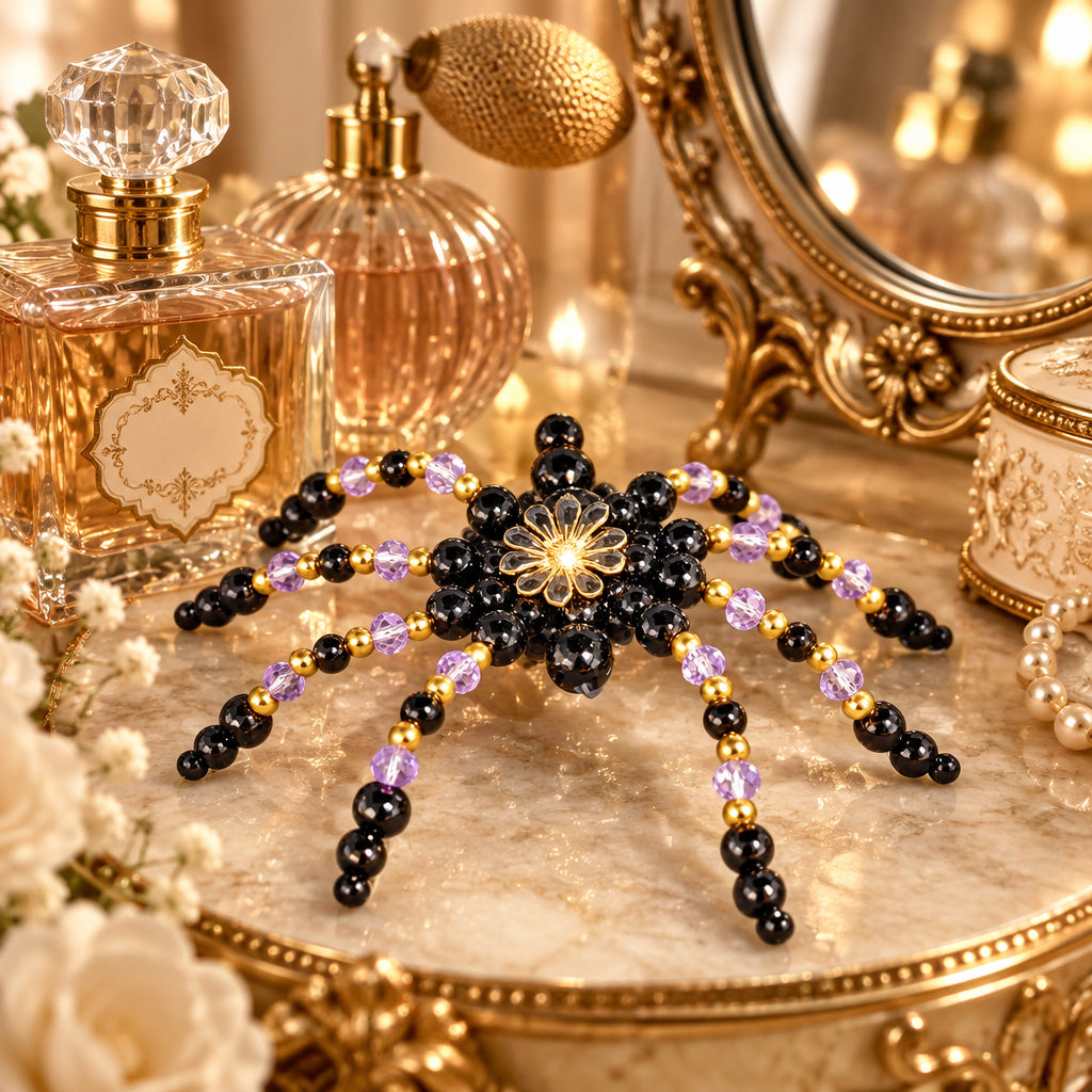 Purple, Black and Gold Bead Spider