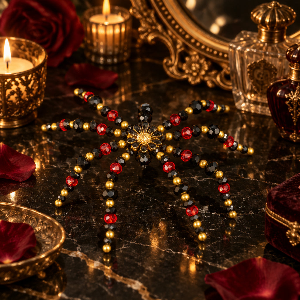 Black Red and Gold Bead Spider
