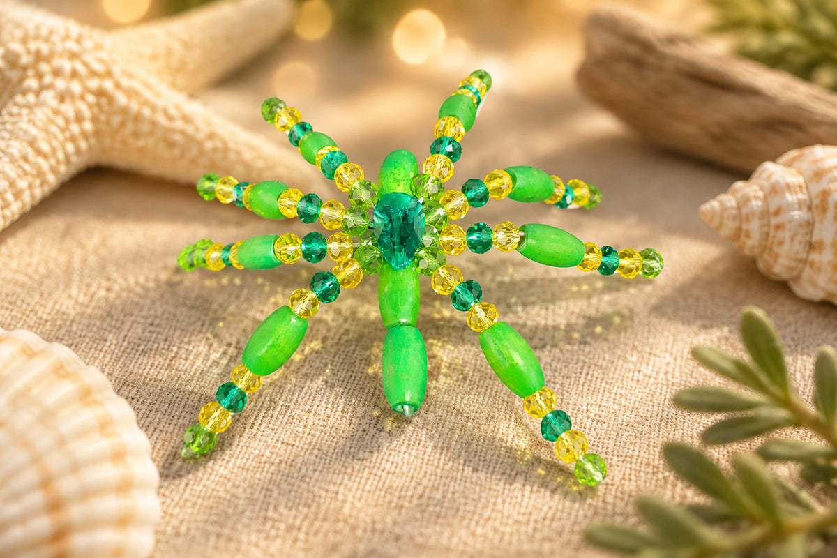 Green and Yellow Bead Spider