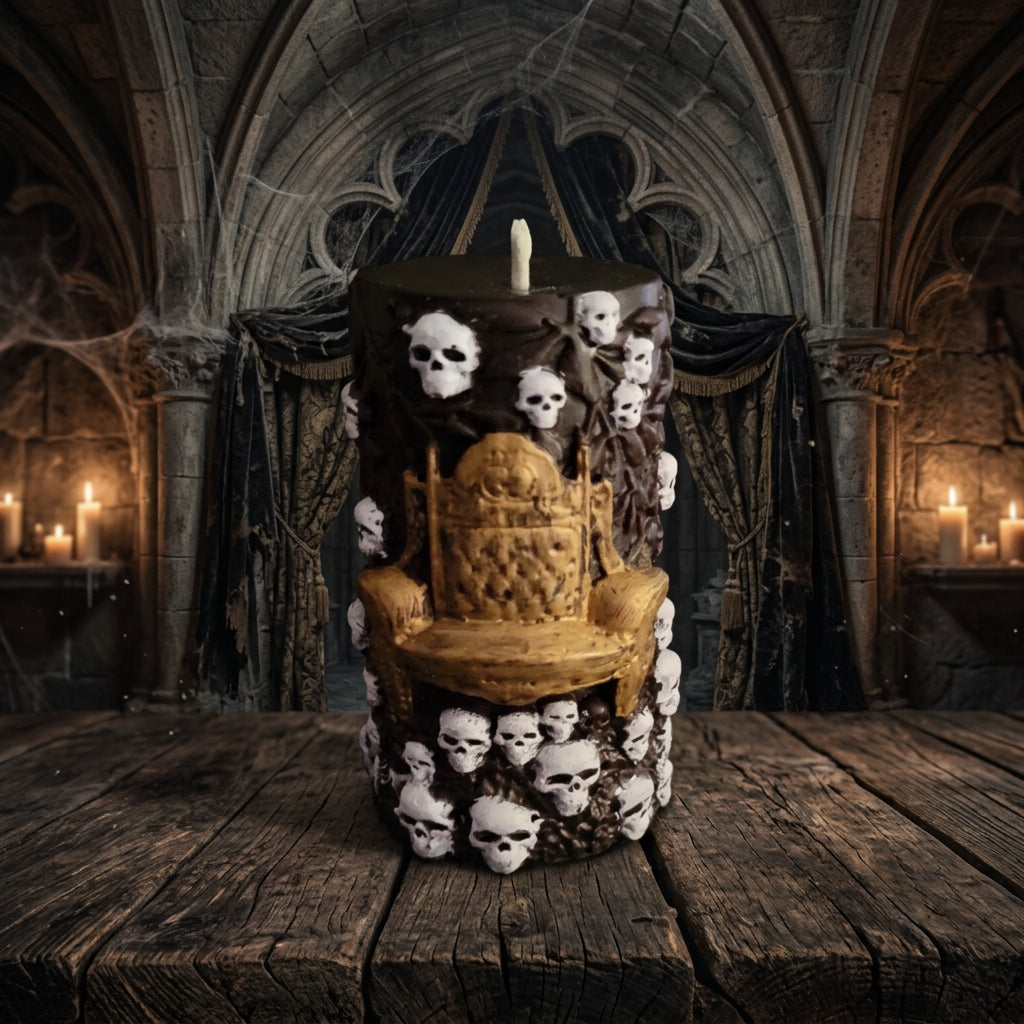 Black Skull Pillar Candles