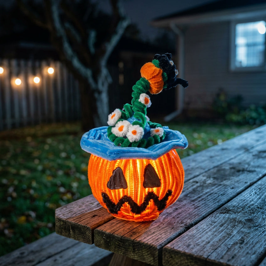 Light up Pumpkin w/Blue Hat