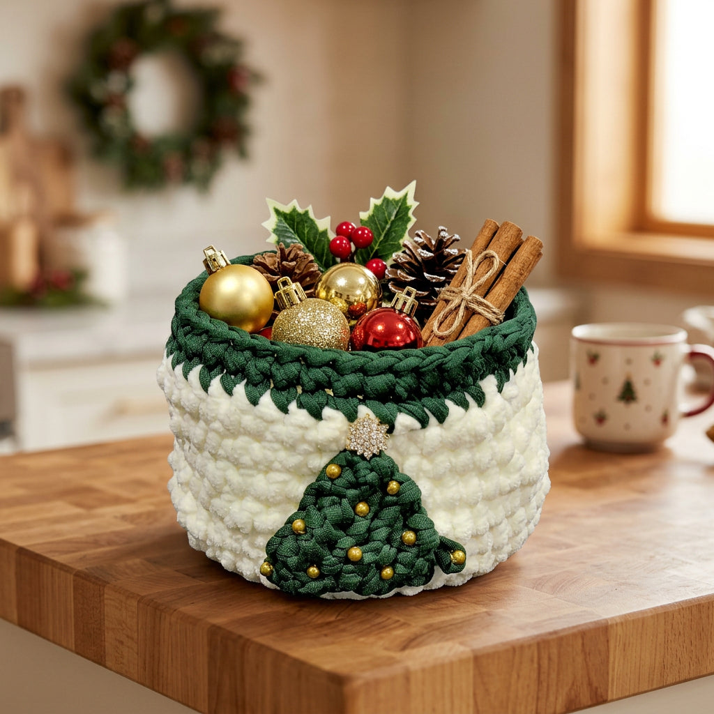 Christmas Tree Crochet Basktet