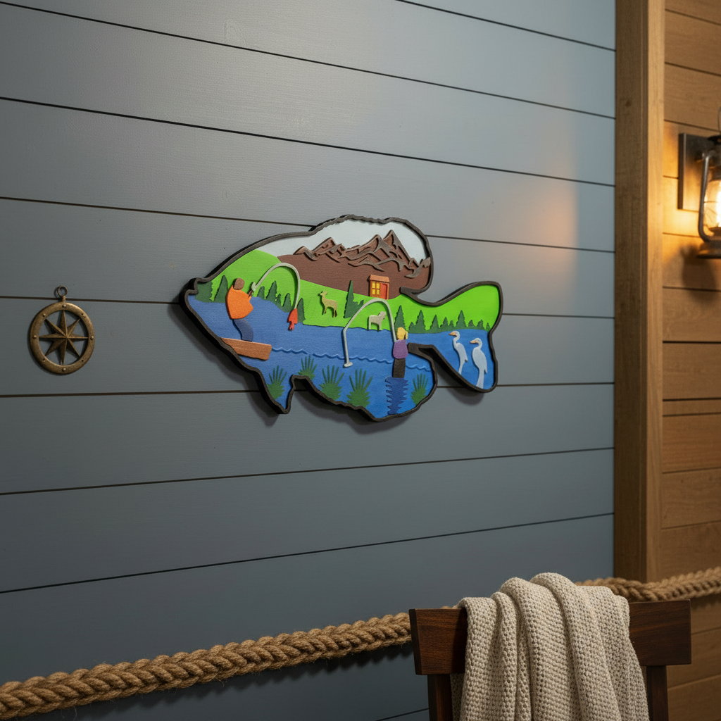 Hand‑Painted Fish Wall Hanging – Nature Scene Décor