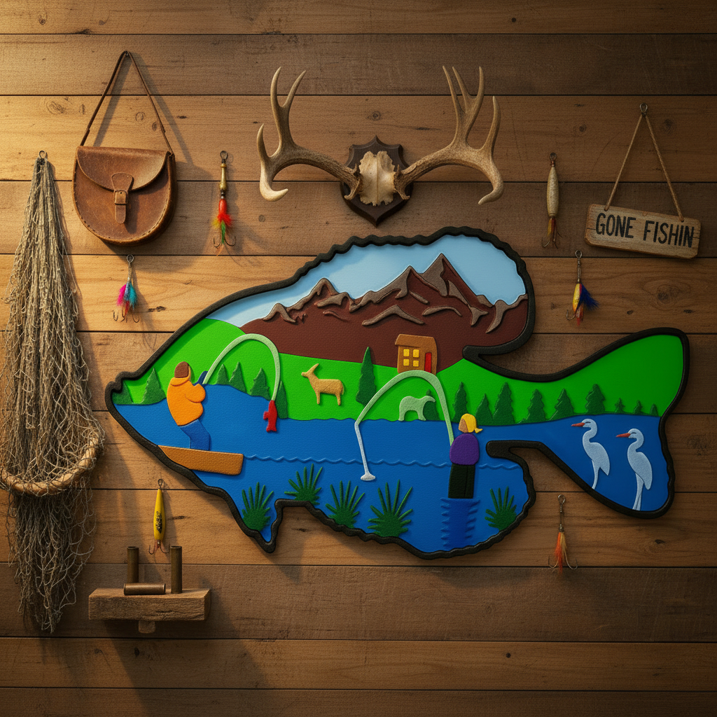 Fish w/painted picture Wall Hanging