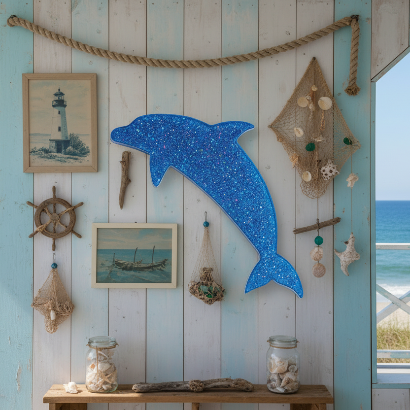 Glittery Purple Dolphin Wall Hanging
