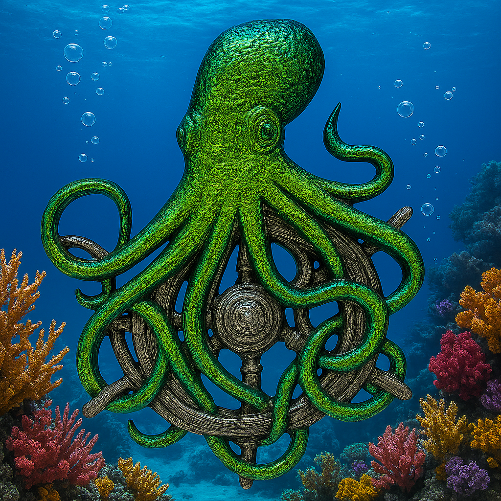 Octopus w/Wheel Wall Hanging