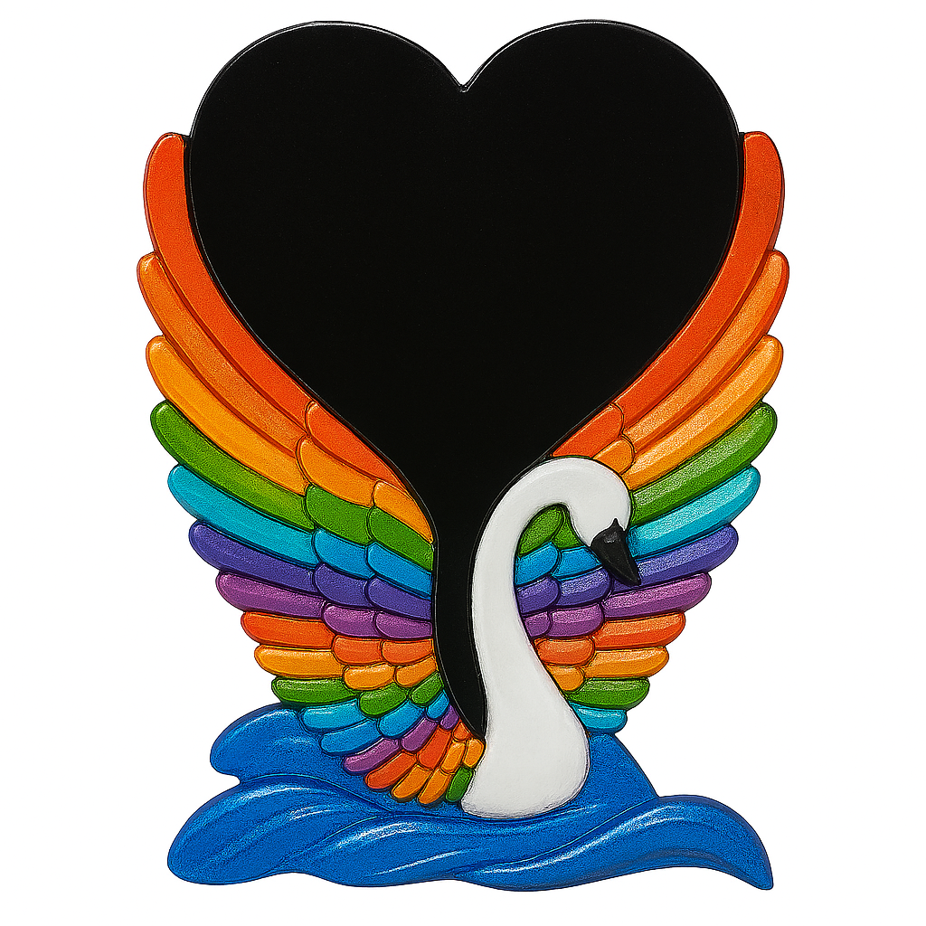 Rainbow Swan w/Heart Wall Hanging