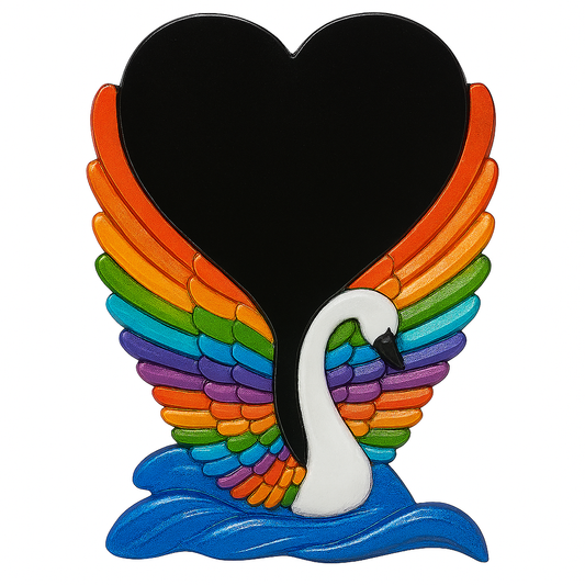 Rainbow Swan w/Heart Wall Hanging