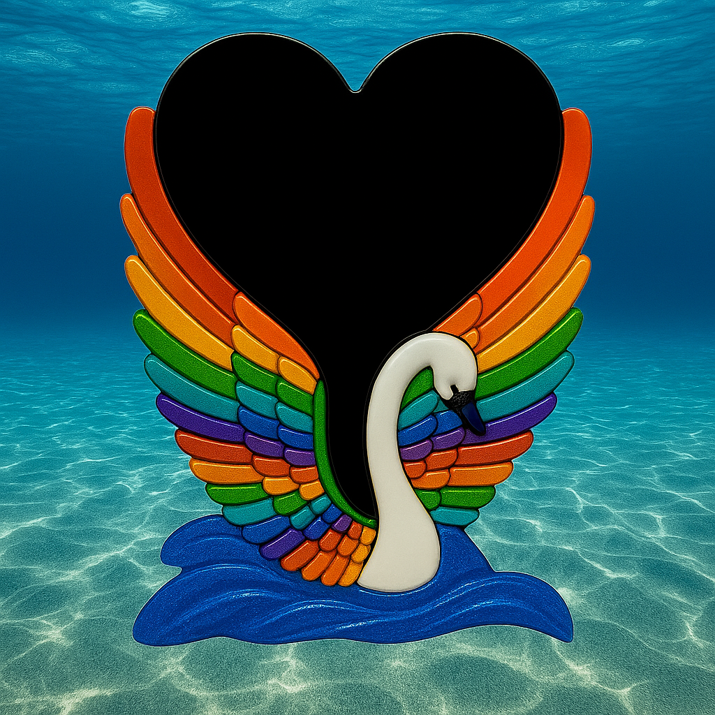 Rainbow Swan w/Heart Wall Hanging