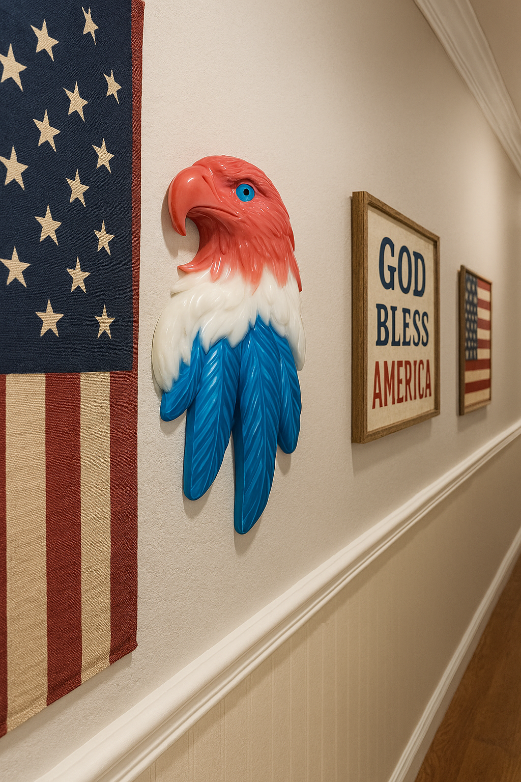 Red, White and Blue Eagle Head