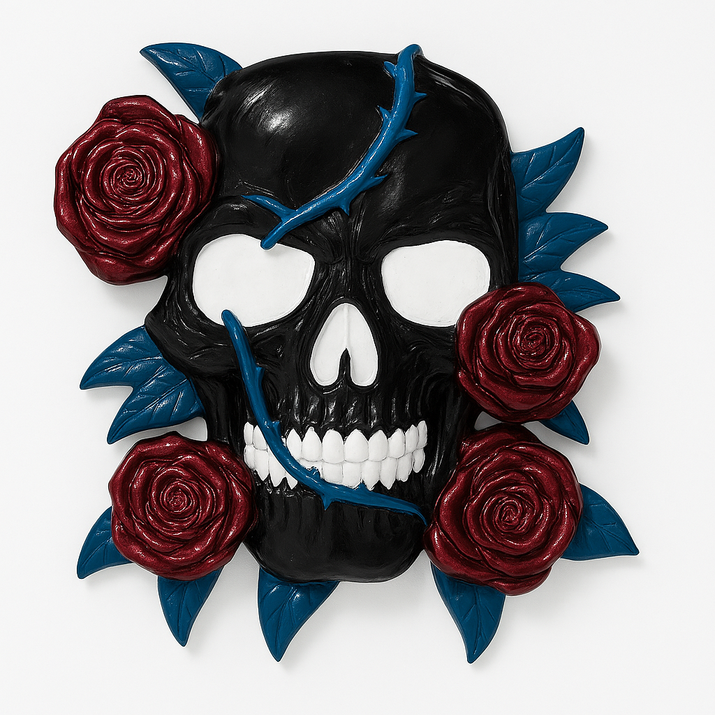 Skull with Roses Wall Hanging