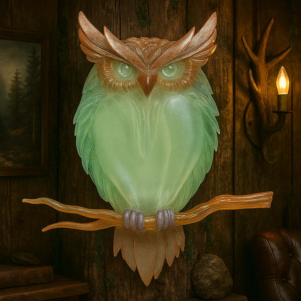Whimsical Clear Resin Owl Sculpture – Hanging Decor