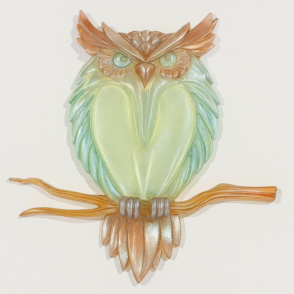 Whimsical Clear Resin Owl Sculpture – Hanging Decor
