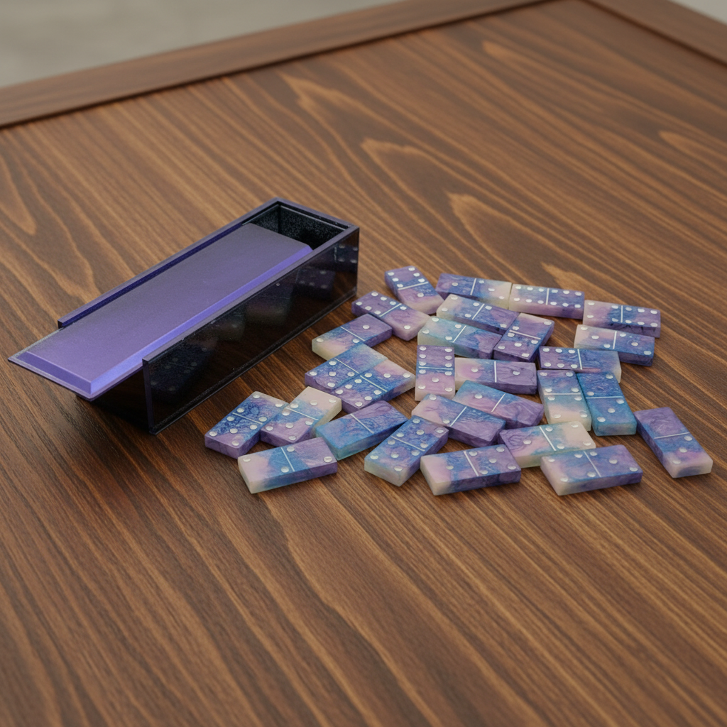 Handmade Purple & Blue Domino Set with Box