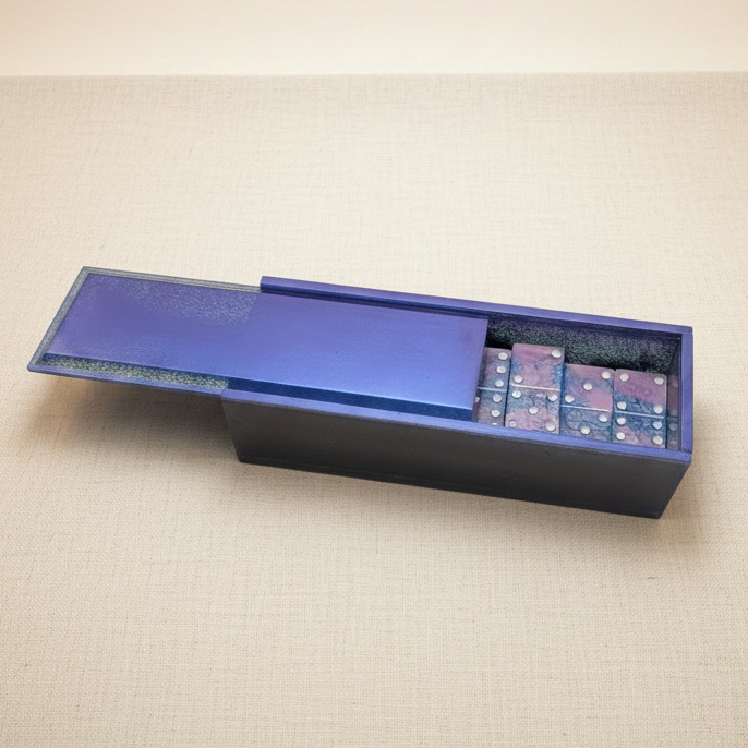 Handmade Purple & Blue Domino Set with Box